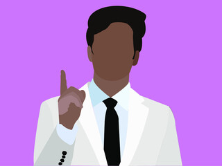An adult man shows a thumb up. Sudden idea. Search for solutions to problems. Vector graphics.