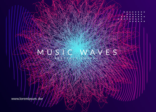 Music poster. Energy show invitation template. Dynamic fluid shape and line. Neon music poster. Electro dance dj. Electronic sound fest. Club event flyer. Techno trance party.