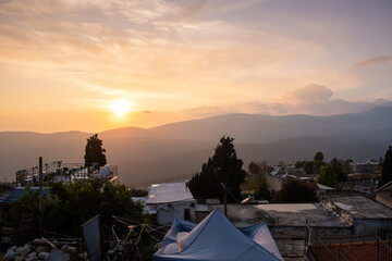 Amazing sunset at Safed, the city at Northern district