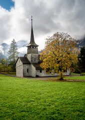 church of Kandersteg in autumn