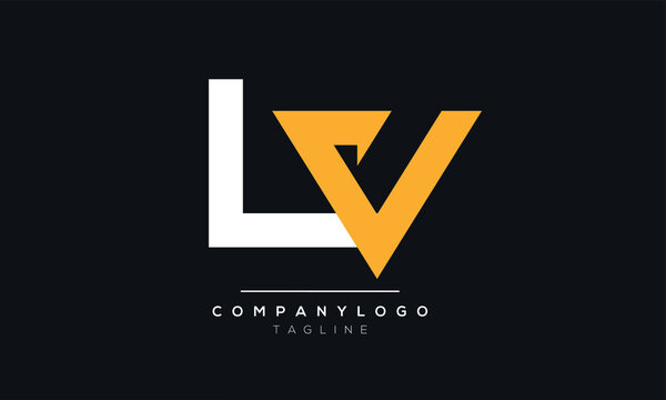 Abstract Letter Initial LV Vector Logo Design Template
