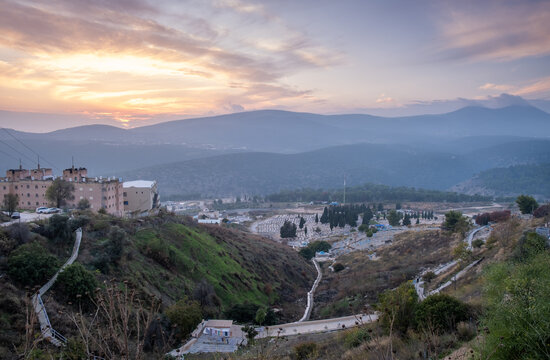 Amazing sunset at Safed, the city at Northern district