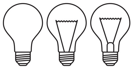 Symbol of lightbulb. Concept of idea and creative. Line vector illustration isolated on white background.