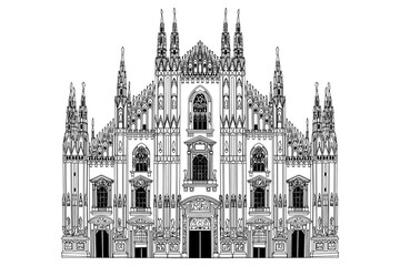 Duomo cathedral in Milan. Vector sketch. - 409835876