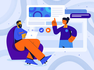 Modern colorful concept illustration of Distance learning