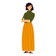 woman character dressed in formal skirt standing