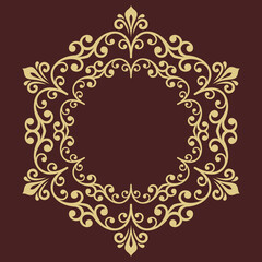 Elegant vintage ornament in classic style. Abstract traditional golden round pattern with oriental elements. Classic vintage pattern