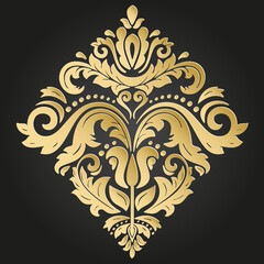 Oriental ornament. Vintage pattern with golden volume 3D elements, shadows and highlights. Classic traditional pattern