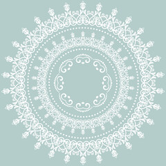 Elegant vintage ornament in classic style. Abstract traditional round white pattern with oriental elements. Classic vintage pattern