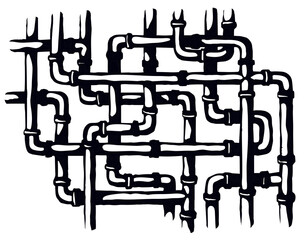 Plumbing pipes. Vector drawing symbol