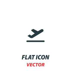 airplane flight takeoff icon in a flat style. Vector illustration pictogram on white background. Isolated symbol suitable for mobile concept, web apps, infographics, interface and apps design