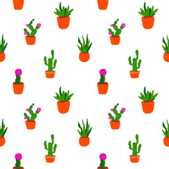 flowers pattern on white background.Floral seamless pattern with houseplant. seamless pattern of flowers in a pot on a white background. Design for T-shirt, textile and prints,postcard,bed linen,cover