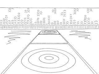 Curling rink stadium sport graphic black white sketch illustration vector