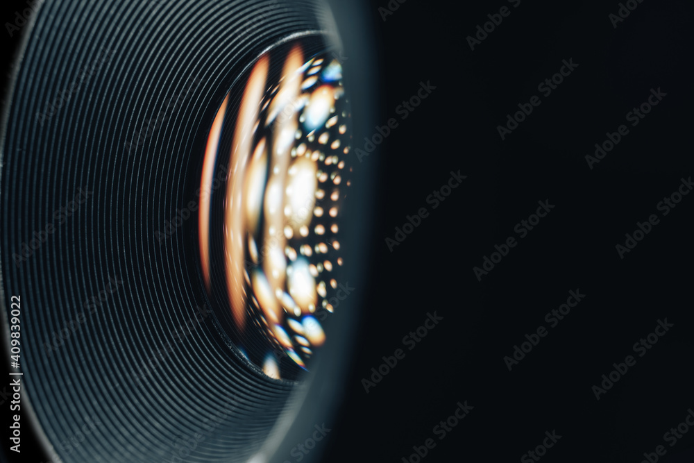 Aufkleber beautiful abstract camera lens background multi colored glass reflection.