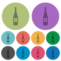 Wine bottle with grapes color darker flat icons