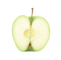 Half of fresh ripe green apple on white background
