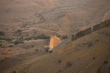 Rani Kot Fort Great Wall of Sindh Picturesque Breathtaking View at sunset time © hasan