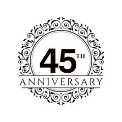 45 Year Anniversary Vector Template Design Illustration