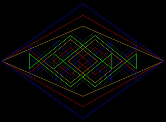 Geometric shapes with stripes of light in dark color, used for text backgrounds or technology illustrations