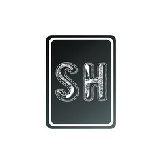 letter SH. vector logo design with square grays