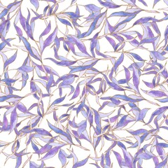 A_pattern_of_branches_superimposed_on_each_other_with_purple_leaves_painted_in_watercolor