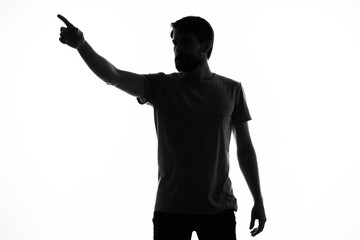 emotional man silhouette model white background cropped view