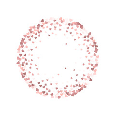 Pink heart love confettis. Valentine's day frame c