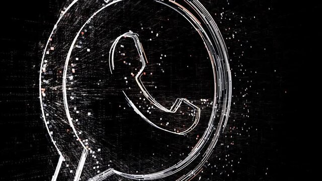 4k Whatsapp word animated messaging calling company brand logo tag cloud;binary computer code.The Matrix binary text design animation;changing from zero to one digits;abstract tech background.