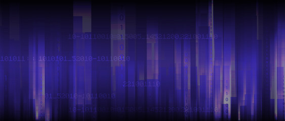 Bytes of binary code run through network. Abstract futuristic technology syberspace