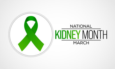 National Kidney month observed annually in March to raise awareness about kidney disease. Vector illustration.