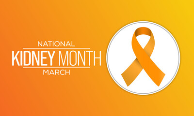 National Kidney month observed annually in March to raise awareness about kidney disease. Vector illustration.