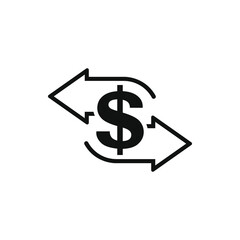 Money transfer icon concept isolated on white background. vector illustration