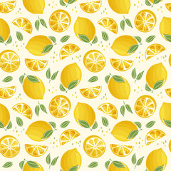 Seamless pattern with lemons. Vector background.