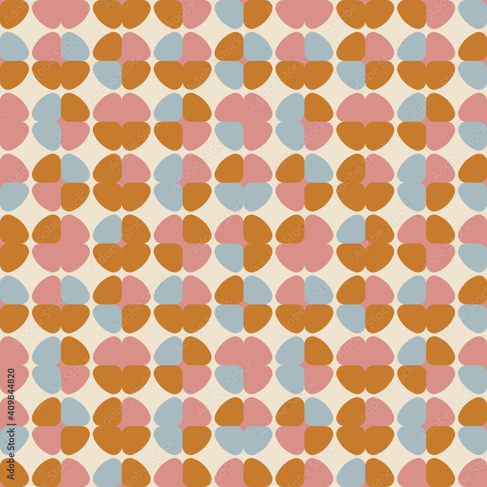 Aufkleber Geometric seamless pattern. Vector background with simple shapes like semi cirles and squares in neutral muted pastel colors.