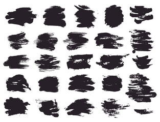 Vector paint brush stains. Grunge hand drawn shapes.