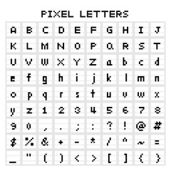 set of pixel art isolated pixel typeface