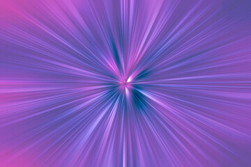 Abstract background with blurred purple and blue light rays, zooming effect motion. Futuristic technology color design.