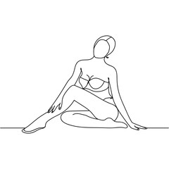 Continuous one line drawing silhouette of a woman with beauty body. Vector illustration isolated on the white background.