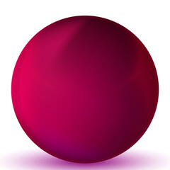 Glass purple ball or precious pearl. Glossy realistic ball, 3D abstract vector illustration highlighted on a white background. Big metal bubble with shadow.