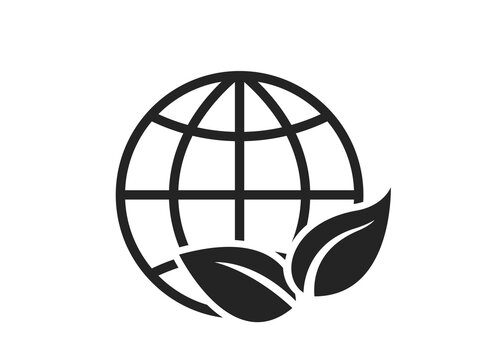 environment icon. environmental and eco symbol. leaf and globe earth vector image