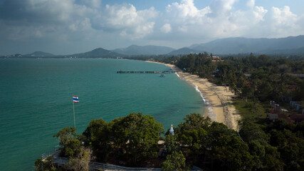 Fototapeta na wymiar Mae Nam Beach and jungle from drone view - Koh Samui island in Thailand