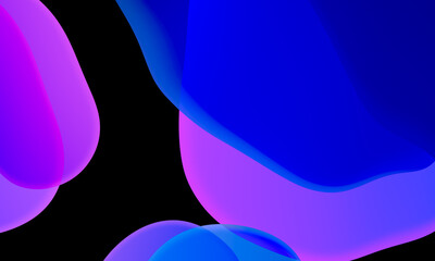 Abstract geometric fluid blue purple color gradient on black background. Trendy design graphics used for wallpaper screen tablet and phone. Dark mode.