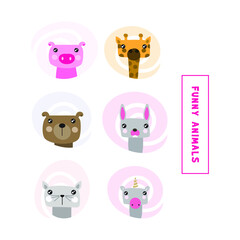 Editable vector. Drawing of friendly animals. Nice and modern animals for congratulations, stickers or invitations.