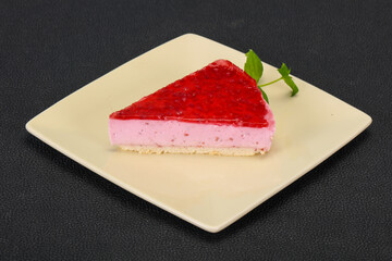 Soft Raspberry cheesecake served mint