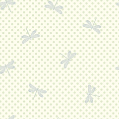 Seamless abstract pattern with dragonfly . Vector illustration. Pattern for card, invitation, wrapping paper, textile fabric 