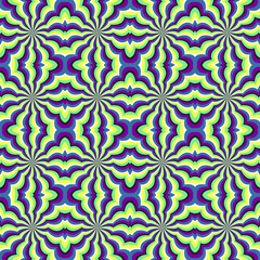 Colorful optical illusion seamless pattern. Moving design in moroccan tiles style.
