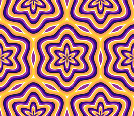 Colorful optical illusion seamless pattern. Tileable design of hypnotic moving shapes.