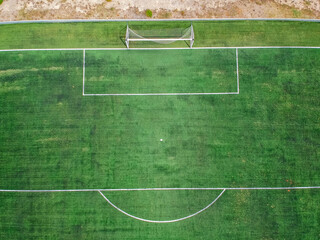 Real soccer field - Top down aerial view