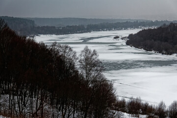 riverbank on a cloudy winter day