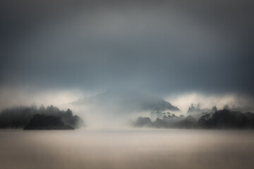 Mist on Derwentwater Lake. 